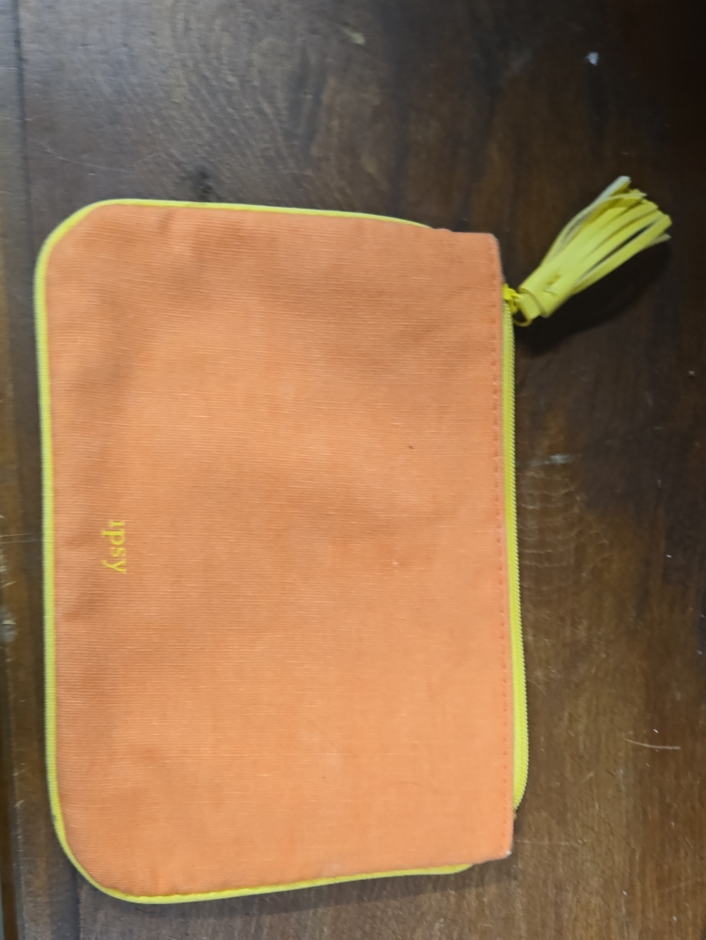 ipsy Orange and Yellow Zip Cosmetic Pouch